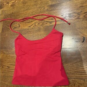 red tankair split halter top